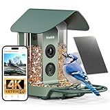 Smart Bird Feeder 4K AI Camera with Solar Panel for Outdoors, Bird Species Identification, 8MP Photos, 4K Video Livestream, Real-Time Bird Alerts, Birdwatching Gifts for Bird Lovers, Sage Pine