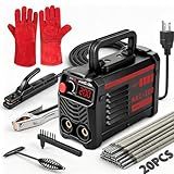 Hpoouo 200Amp 20PCS Rods Stick Welder, Super MINI Portable Welding Machine, IGBT Inverter Welder Machine 110V with Hot Start Arc Force Anti-Stick, for 1/16"-1/8" Rod ARC Welder, 2 Chip Hammers (Black)
