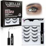 Luxillia Magnetic Eyelashes Kit – 7 Piece Magnetic Eyelash & Eyeliner Set with Applicator – Natural Look Easy Apply Reusable Fake Extension Lashes, No Glue – Pestañas Postizas Magnéticas Naturales