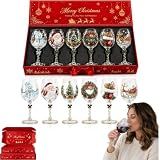 Christmas 3D Wine Glass Collection Gift Box Set, 6 PCS
