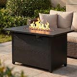 42in Propane Fire Pit 50,000 BTU Gas Fire Pit Table Rectangle Gas,Outdoor 3-in-1 Fire Table for Patio,Yard,Balcony Metal Frame