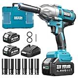 Seesii Impact Wrench 665 FT-LBS(900N.m) 3300IPM 1/2 Impact Gun High Torque Electric Impact Driver Cordless Impact Wrench with 21V 2x4.0Ah Battery 6 Sockets&Case for Home Car Tire Lug Nut Removal Tool
