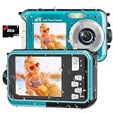 4K Underwater Camera 16FT Waterproof 64MP Dual-Screen with 32GB Card