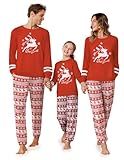 Ekouaer Family Christmas Pajamas Matching Sets Long Sleeve Couple Pjs Holiday Sleepwear Soft Loungewear with Pockets Red White-Elk L