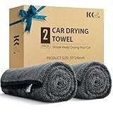 KKV 2-Pack Microfiber Towels (35"x 24") Extra Large Ultra Absorbent Drying Towel for Cars and Trucks, Without Streaks, Scratches, or Water Spots