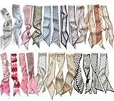 Uausyaly 24PCS Fashion Scarves for Women, Multifunctional Neck Scarves Purse Scarf Headbands for Bags Bandana Scarf