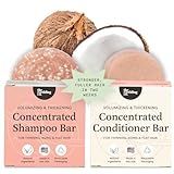 The Earthling Co. Volumizing Shampoo & Conditioner Bar Set For Thickening, Fullness, Strength, and Growth - Sulfate, SIlicone, Paraben Free for Thin, Flat, Fine Hair - Made in USA (Vanilla Coconut)