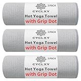 CYCLXY 3 Pack Yoga Mat Towels with Grip Dot, Hot Yoga Towel Non Slip Yoga Mat Towel Non-Slip Sweat Absorbent Anti-Slip Yoga Towel for Bikram,Pilates