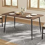 VASAGLE Dining Table, Dining Room Table for 4-6 People, Modern Farmhouse, for Kitchen, Quick Assembly, Heat-Resistant Surface, 29.5 x 55.1 x 29.5 Inches, Natural Walnut and Ink Black UKDT100K02V1