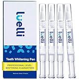 Luelli Teeth Whitening Pen, 50+ Uses - Travel Size Professional Tooth Whitener Gel, Extra Strength Organic Teeth Bleaching Gel for Sensitive Teeth, Instant Stain Removal, Simply White Smile, 4 Count