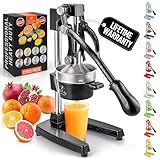 Zulay Kitchen Cast-Iron Orange Juice Squeezer - Easy-to-Clean, Heavy-Duty, Professional Citrus Juicer - Stainless Steel Lemon Squeezer - Manual Citrus Press & Orange Squeezer - Orange Juicer (Black)