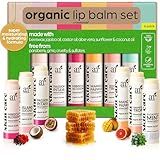 ArtNaturals Organic Beeswax Lip Balm Gift Set - Assorted Flavors with Aloe, Coconut & Jojoba Oils