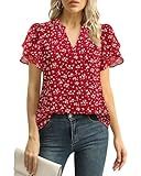 Lotusmile Work Blouse - Business Casual V-Neck Dressy Flutter Sleeve Tops for Women - Trendy