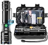 Rechargeable Flashlights 10000 High Lumens Single One Mode Super Bright, High Powered LED Flashlight USB C, High Beam 3280 ft Long Lasting Powerful Heavy Duty Strong Flash Light For Security Hiking