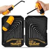 ELEAD 31-Piece Hex Key Set - Allen Wrench Set, SAE and Metric Allen Keys MM(0.7mm-10mm) SAE(0.028"-3/8) Heat-Treated, Torque Handle, High Leverage, Long & Short Keys, Easy Organization