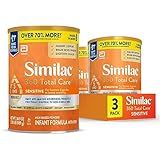Similac 360 Total Care Sensitive Infant Formula for Fussiness & Gas Due to Lactose Sensitivity, Has 5 HMO Prebiotics, Non-GMO, Baby Formula Powder, 34.9-oz Value Can, Pack of 3