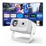[10,000+ Licensed Apps/Live TV/Ultra Bright/65W Dolby Audio] Outdoor-4K Projector with WiFi and Bluetooth, Goiaey Smart Projector with 360°Stand, HDR10+, AI Auto Focus/Keystone, Short Throw Proyector