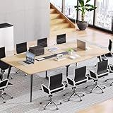 DWVO 8FT Conference Table, 94.5" Boat Shaped Meeting Table with Power Outlets & Rectangle Grommet, Modern Seminar Table for Office Conference Room, Boardroom Desk