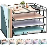 gianotter 4-Tier Paper Organizer With Magazine Holder, Desk Organizers and Accessories, Desk Accessories & Workspace Organizers, File Organizer for Office Supplies Storag (Black, 4-Tier)