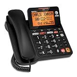 AT&T CD4930 Black Corded Phone with Digital Answering System, Caller ID, Extra-Large Tilt Backlit Display & Big Buttons