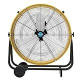 Tornado - 24 Inch High Velocity Heavy Duty Tilt Metal Drum Fan Yellow Commercial, Industrial Use 3 Speed 7700 CFM 1/3 HP 8 FT Cord ETL Safety Listed (YELLOW)