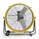 24 Inch High Velocity Floor Fan, 3-Speed Industrial Shop Fan, High Velocity Heavy Duty Metal Fan for Workshop, Garage,Warehouse,Factory