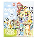 Horizon Group USA Bluey Sticker Playset, 2 Sticker Play Scenes, 35+ Reusable Puffy Bluey Repositionable Stickers for Kids, Perfect for Travel, Screen-Free Fun