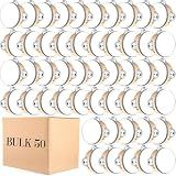 Lukmaa 50 Pcs 4 Inch Wedding Tambourine Bulk Drum for Adults Hand Held Percussion Gift Wood Metal Jingles Musical Educational Drum Instrument for Church Wedding Party Favor