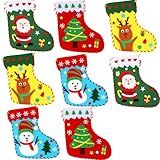 Yssreey 8 Sets Christmas Felt Crafts DIY Christmas Felt Stockings with Ornaments Handmade Sewing Sock Kits Create Your Own Christmas Stockings for Kids Christmas Favors