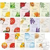 KONEUK 14 Pack Sheet Face Masks Skincare, Hydrating Face Masks Suitable for Dry Skin, Bulk Facial Mask Set for Women Skin Care, Face Mask Gifts Set for Face Spa