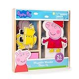 Peppa Pig Magnetic Wood Dress Up Doll. Includes 26 Colorful Magnetic Wood Pieces and Wooden Storage Box. Encourages Creative Play with Mix and Match Fun for Preschoolers and Kids Ages 3 and over.