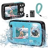 YEEIN Underwater Camera 4K 48MP Autofocus Selfie Dual Screen Waterproof Camera with Floating Strap and 32GB Card, 17FT Compact Waterproof Digital Camera, Fill Light Underwater Camera for Snorkeling