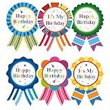 Anwyll 120Pcs Happy Birthday Stickers - Happy Birthday Badge Stickers for Kid Adult It's My Birthday Label Sticker for Student Teacher Classroom Clothing Cake Birthday Party Decor Supply(3.6×2.8'')