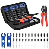 BougeRV Solar Crimper Tool Kit - Crimper, 12 Pairs Connectors, 2 Spanner Wrench for 14-10 AWG Solar Panel Cable Wire Crimping PV Assembly and Installation