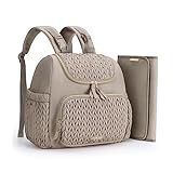 mommore Diaper Bag Small Diaper Backpack Stylish Baby Backpacks Travel Mini Maternity Bags with Insulated Pockets, Changing Pad, Stroller Straps