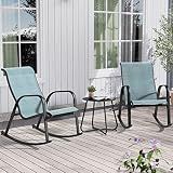Grand patio Outdoor 3-Piece Patio Bistro Rocking Chair Set Rocker Seating Outside for Front Porch Garden Patio Backyard Blue