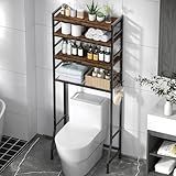Over The Toilet Storage Rack,4-Tier Over Toilet Bathroom Organizer with Adjustable Wooden Shelves,Freestanding Space Saver Bathroom Cabinet Shelves Over Toilet,Over Toilet Storage, Vintage Brown