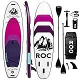 Roc Inflatable Stand Up Paddle Board 10' 6" with Premium SUP Paddle Board Accessories, Wide Stable Design, Non-Slip Comfort Deck for Youth & Adults (Violet)