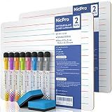 Nicpro Dry Erase Lap Board 9 x 12 inches 2 Pack Ruled Kid Double Sided