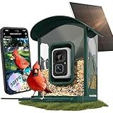 Humbirdy Bird Feeder with Camera, 4K Ultra HD Video with 30fps Live View, 10x Slow Motion, No Subscription, Solar Powered AI Smart Bird Feeder with Camera, 2.4G/5G Wi-Fi, Durable Metal,Bird Lover Gift