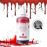 MEICOLY 2.1oz Halloween Fake Blood - Realistic Washable Edible Liquid with 0.7oz Cleaning Soap - Squirt Blood for Clothes, Zombie Vampire Monster, SFX Cut Flesh Wound Makeup - Bright