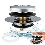 Artiwell Universal Tip Toe Bath Drain Stopper and Cover, Bathtub Drain Stopper, Replaces Lift and Turn, Tip-Toe and Trip Lever drains for Tub, EZ Installation and Clearing (Chrome Plated)