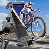 Bike Phone Holder, Motorcycle Phone Mount, [Camera Friendly] [Quick Install] [Double Locked]Clip for Scooter, 360° Rotate Cell Phone Clamp for iPhone 16 15 Pro Max/14/13, Galaxy and More 4.7-7" Phone
