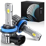 FTEVAR H11/H8/H9 LED Bulbs, 30000LM 6000K Cool White, Fanless 1:1 Mini Size