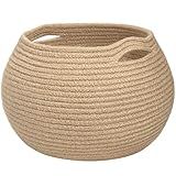 Goodpick Wicker Storage Basket for Living Room, Small Round Woven Basket for Toys, Towel, Bedroom, Children Corner Decoration Plant Baskets Indoor, Jute, 10"D x 8.3"H