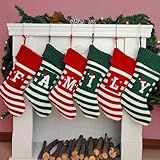 Christmas Stocking Knit Initial Christmas Stockings for Family Farmhouse Monogram Letter Christmas Stockings Christmas Decorations Gift Stocking Personalized Stocking Embroidered Letter M