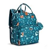 BabbleRoo Diaper Bag Backpack - Baby Essentials Travel Tote - Multi Function Water Resistant Diaper Bag, Travel Essentials Baby Bag with Changing Pad, Stroller Straps & Pacifier Case - Unisex, Dino