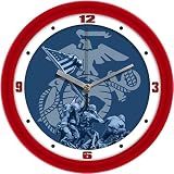 SunTime US Marines Heritage Wall Clock - 11.5" - Glass Face with Silent-Sweep