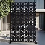 72" Metal Privacy Screen Freestanding Outdoor Room Divider Decorative Laser Cut Fence Panel, Weatherproof Patio Privacy Fence for Garden, Balcony, Backyard Landscape