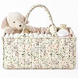 Blissful Diary Floral Diaper Caddy Organizer, Stylish Nursery Storage Basket, Diaper Bag,Gift for Baby Shower, Baby Registry Must Have, Newborn Essentials, Pastoral Daisy